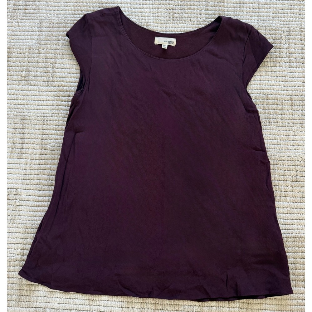 Wilfred Free Aritzia Cap Sleeve Blouse Dark Plum Rayon Top XXS HEP7-2525-46